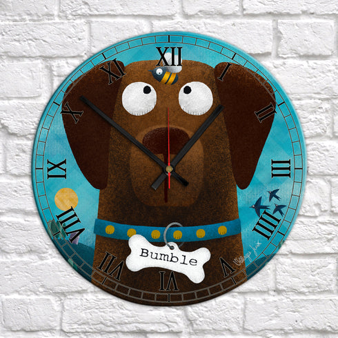 Chocolate Labrador & Bumble Bee - Personalised Pooch Art Clock